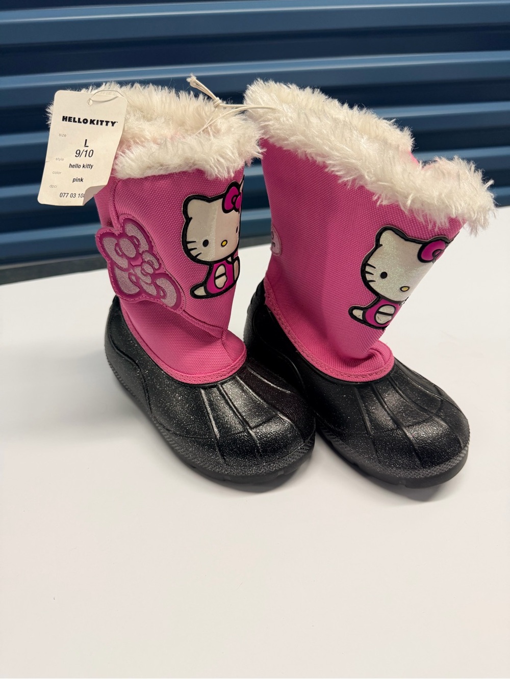 Hello Kitty Pink and Black Kids Winter Pull-On Boots